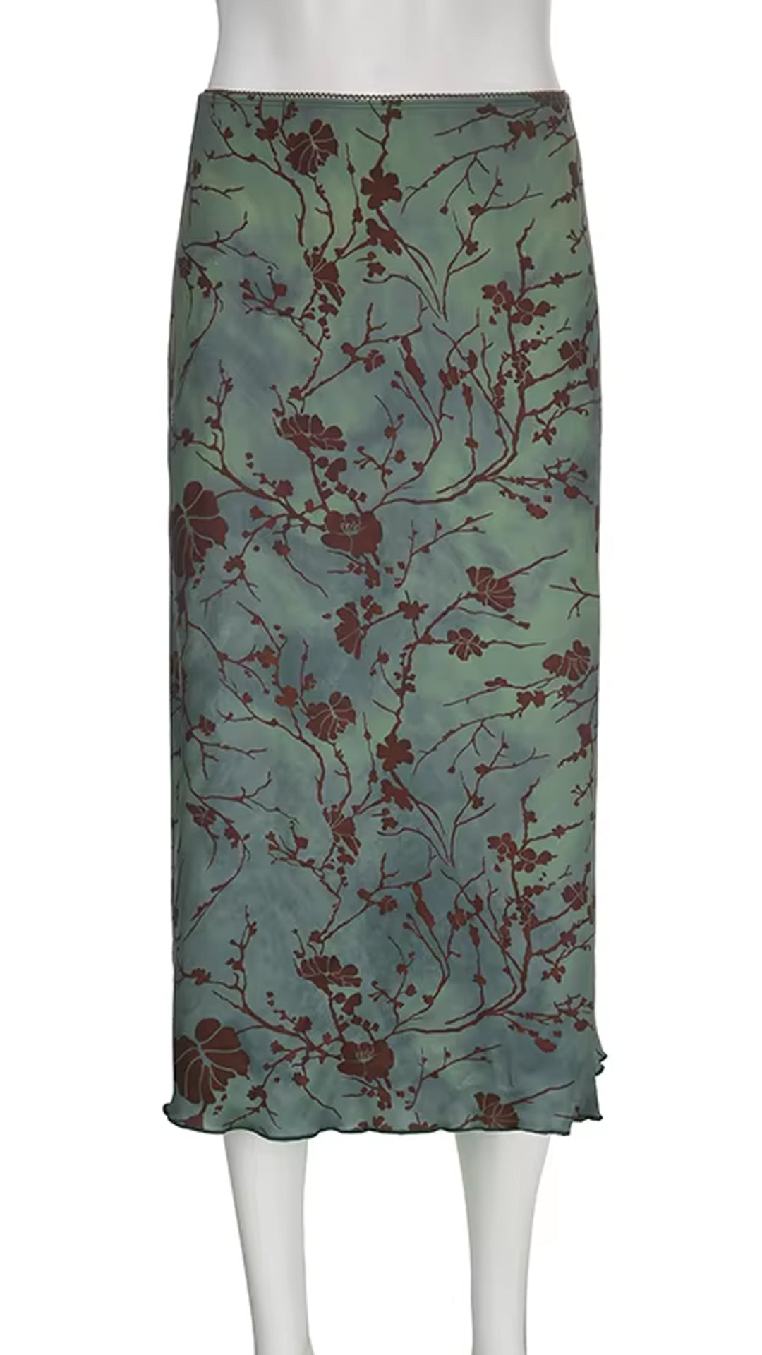 Vintage Mid Calf Floral Long Skirts