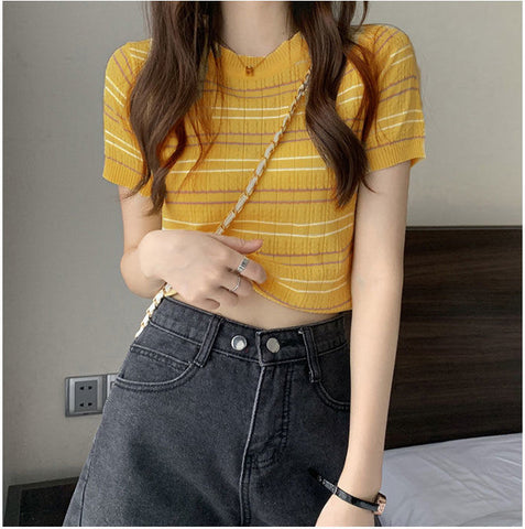 Casual Striped Knitted Slim Shirt