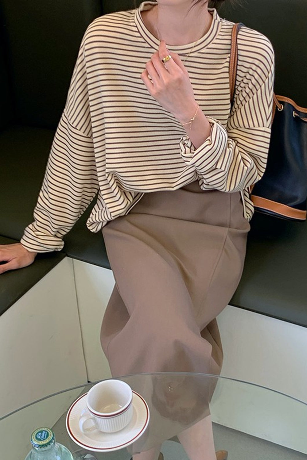 Elegante, schlichte Langarmhemden mit Streifen 