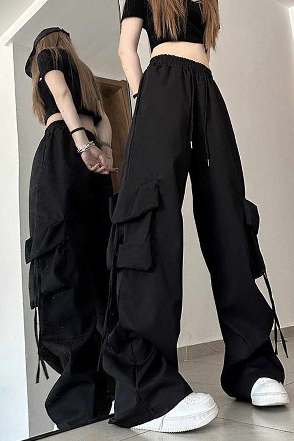 Cute Colors Cargo Pockets Long Pants