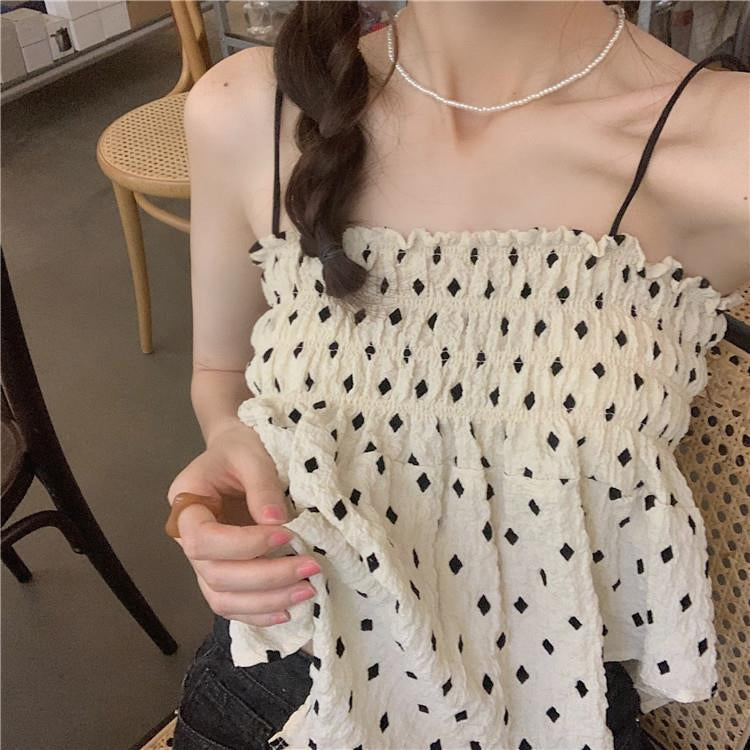 Sexy Slim Polka Dot Camis Crop Tops