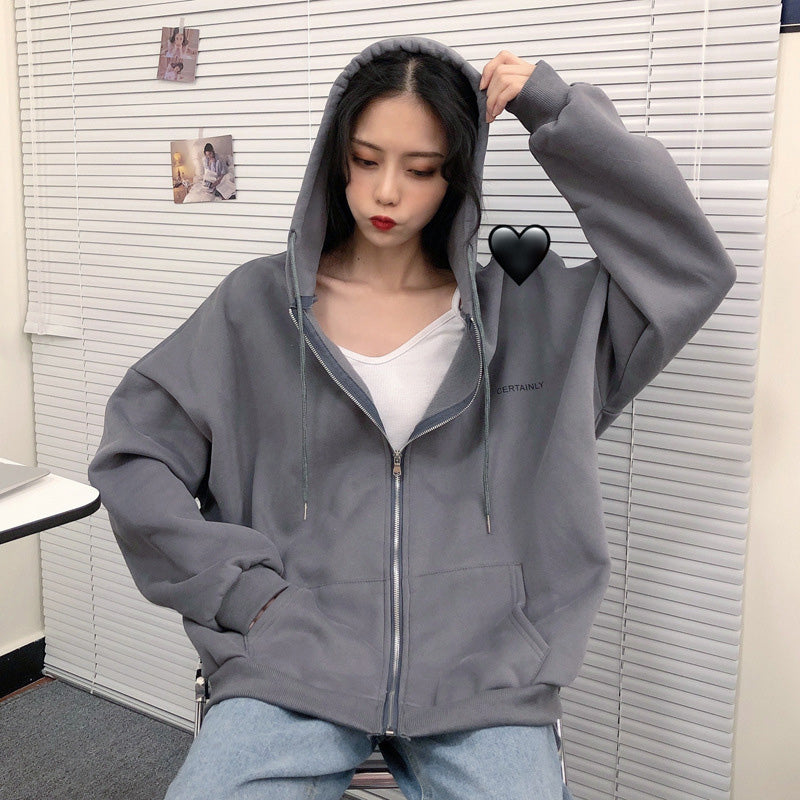 Long Sleeve Zipper Up Casual Hoodie