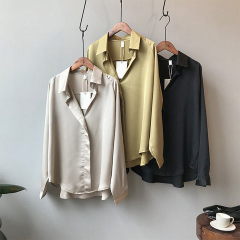 Elegant Long Sleeve Satin Shirt