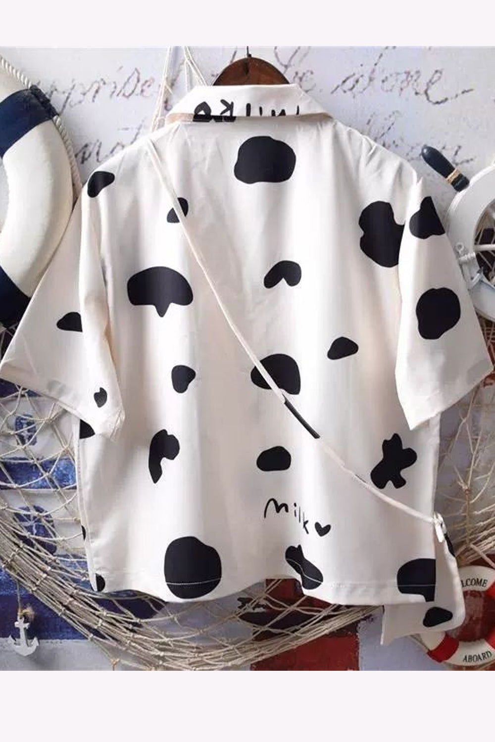 Milk Cow Dot Short Sleeve Blouse Shirt