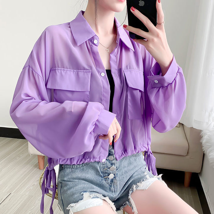 Loose See Through Chiffon Thin Jacket