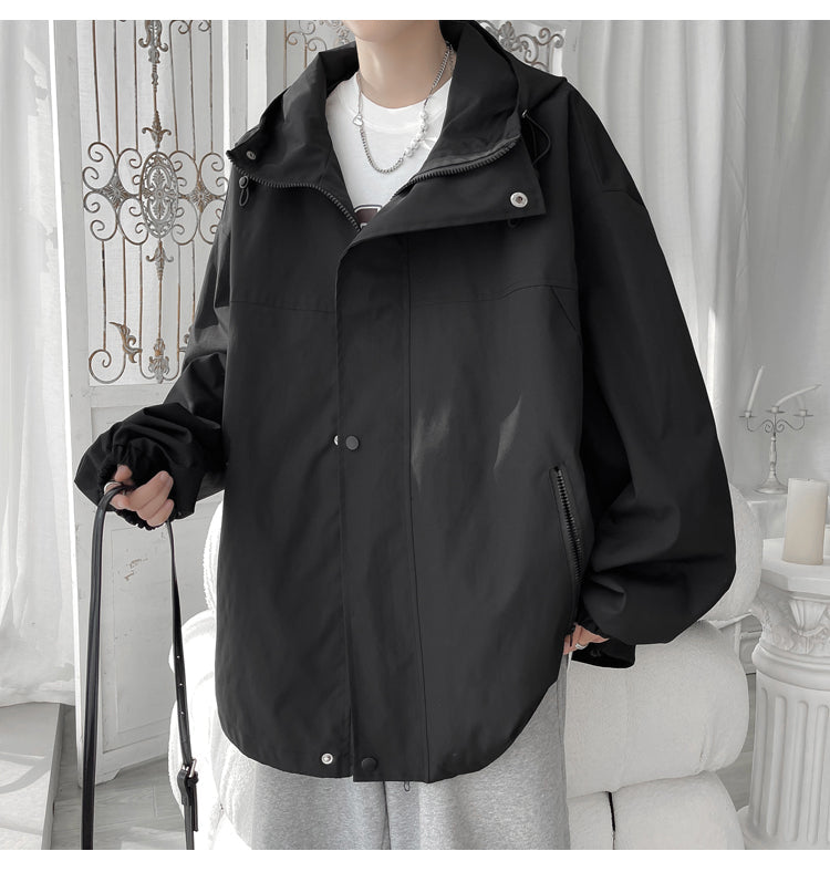 Loose Windbreaker Hooded Cargo Jackets