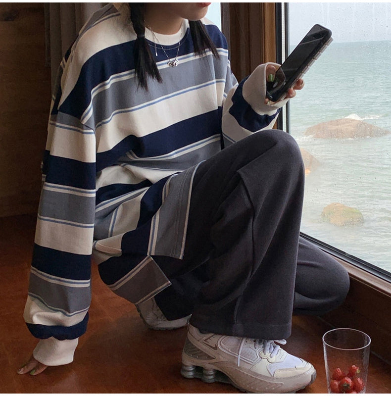 Long Sleeve Loose Striped Sweater