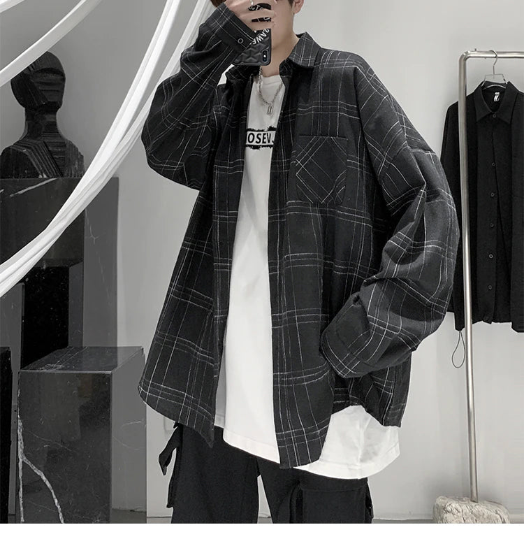 Long Sleeve Streetwear Plaid Shirt