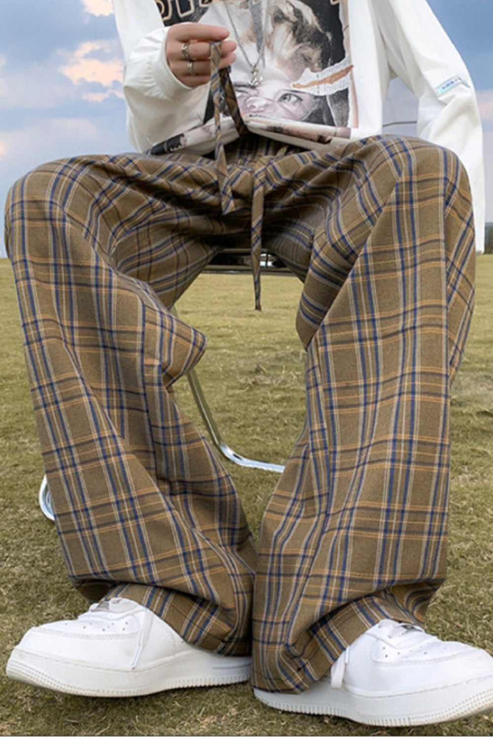 Loose Plaid Hip Hop Men Pants