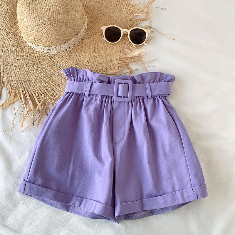 Belted Casual Elastic Summer Shorts