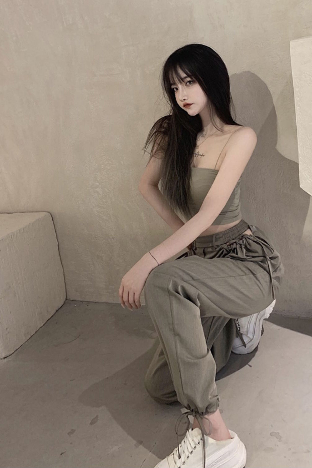 High Waist Tassel Hollow Out Jogger Pants