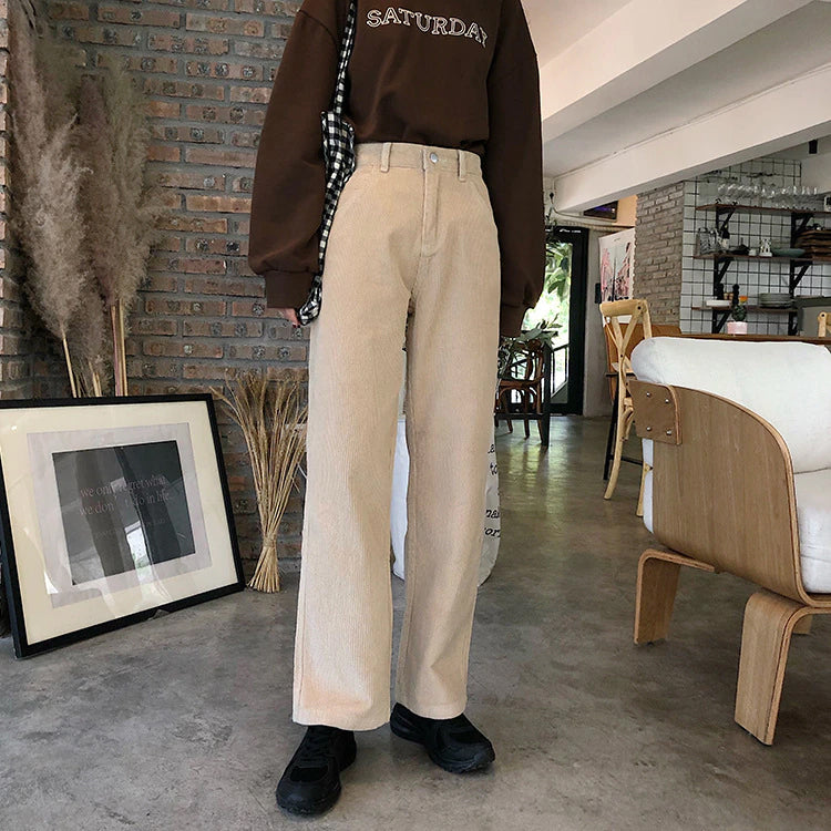 High Waist Full Corduroy Loose Pants