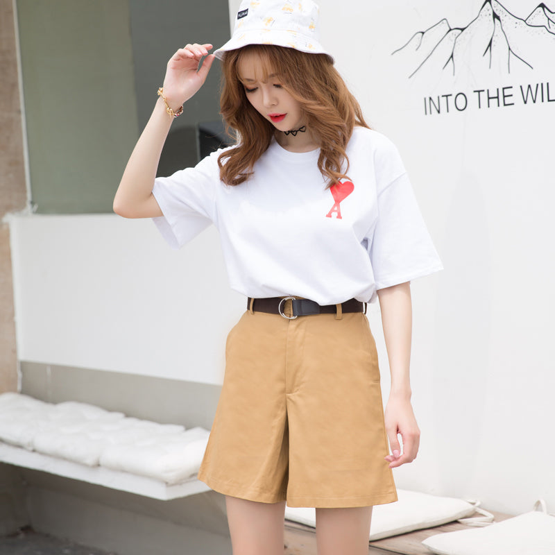 High Waist Wide Legs Basic Short Pants