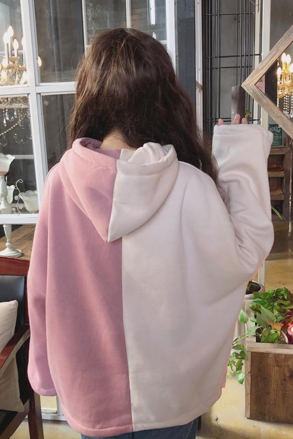 Cute Double Half Colors Hoodie