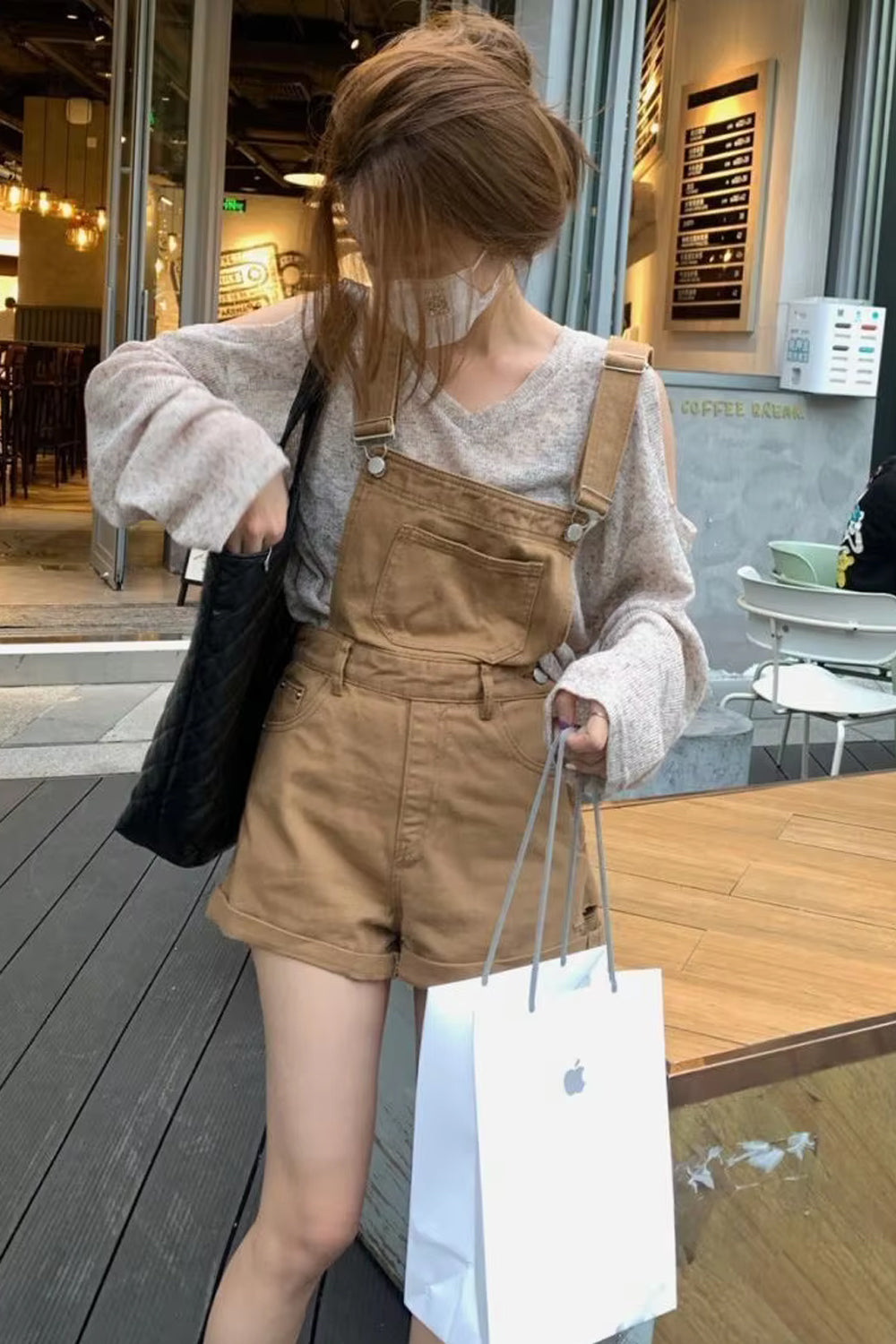 Vintage Khaki Color Denim Romper Playsuits