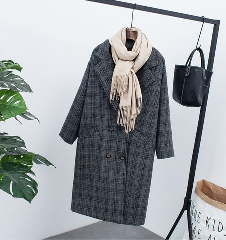 Plaid Woolen Coat