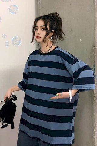 Casual Striped Color Loose Oversize Shirt