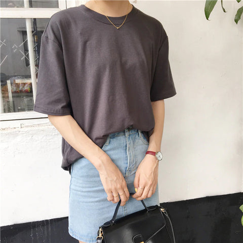 Basic Loose O-Neck Casual Shirt