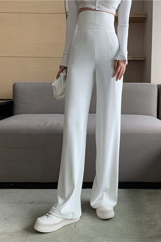 High Waist Loose Basic Colors Wide Leg Pants