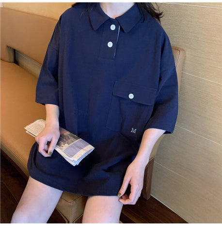 Camisas holgadas de manga corta con bolsillos 