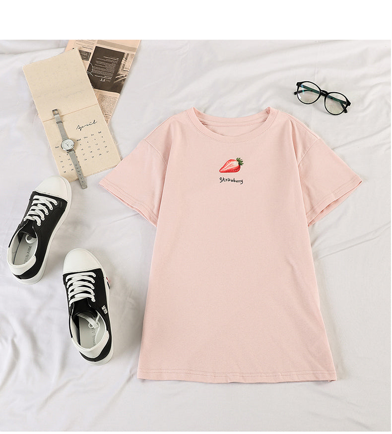 Kurzarmhemd mit Kawaii-Früchte-Print 