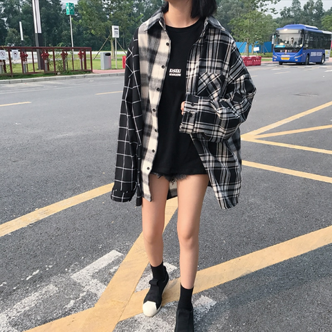 3 Color Long Sleeve Shirts Plaid Patchwork