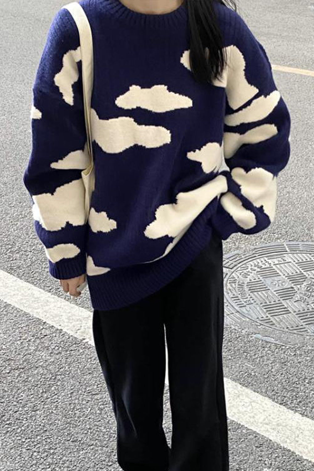 Loose Clouds Pattern Knitted Sweater