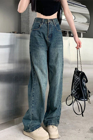 High Waist Loose Retro Basic Jeans Pants