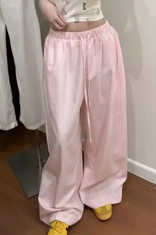 Loose Striped Wide Leg Thin Pants