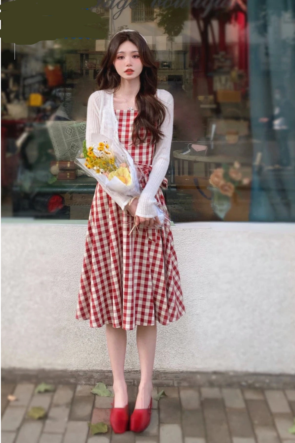 Cute Red Plaid Strappy Dress