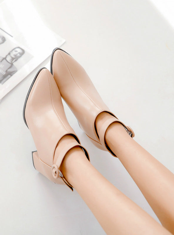 Pointed Toe Square Heel Women Boots Fashion