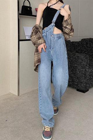 Casual Irregular Design Denim Jumpsuits