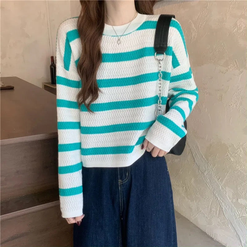 O-Neck Striped Casual Knitted Sweater