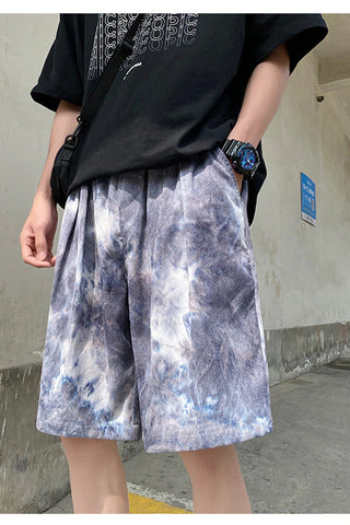 Pantalones cortos casuales con efecto tie-dye