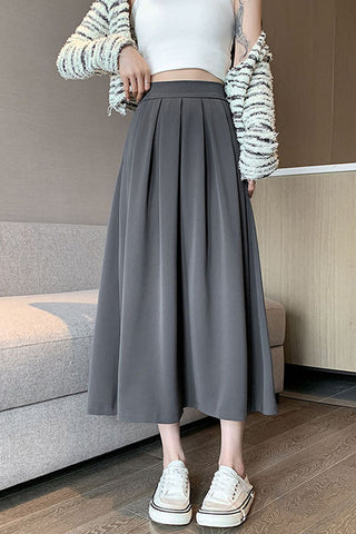 High Waist A-Line Long Pleated Skirts