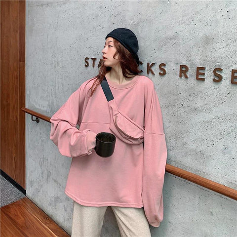 Loose Sweater With Sling Bag