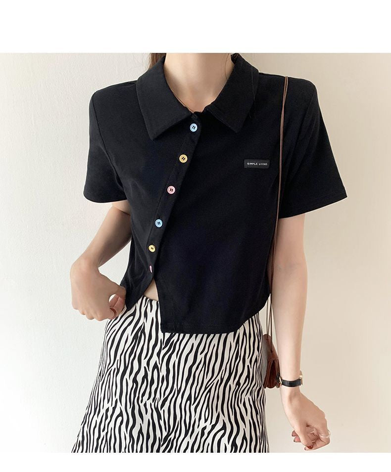 Short Sleeve Irregular Button Shirt