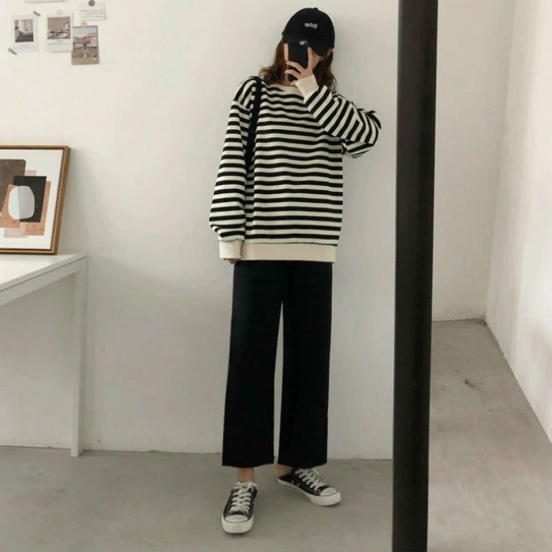 Casual Wide Leg Ankle Length Loose Pants