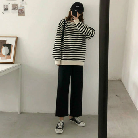 Casual Wide Leg Ankle Length Loose Pants