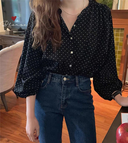 Elegant Dot Pattern Office Blouse Shirt