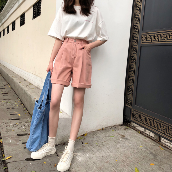 Wide Leg Solid Color Shorts Pants