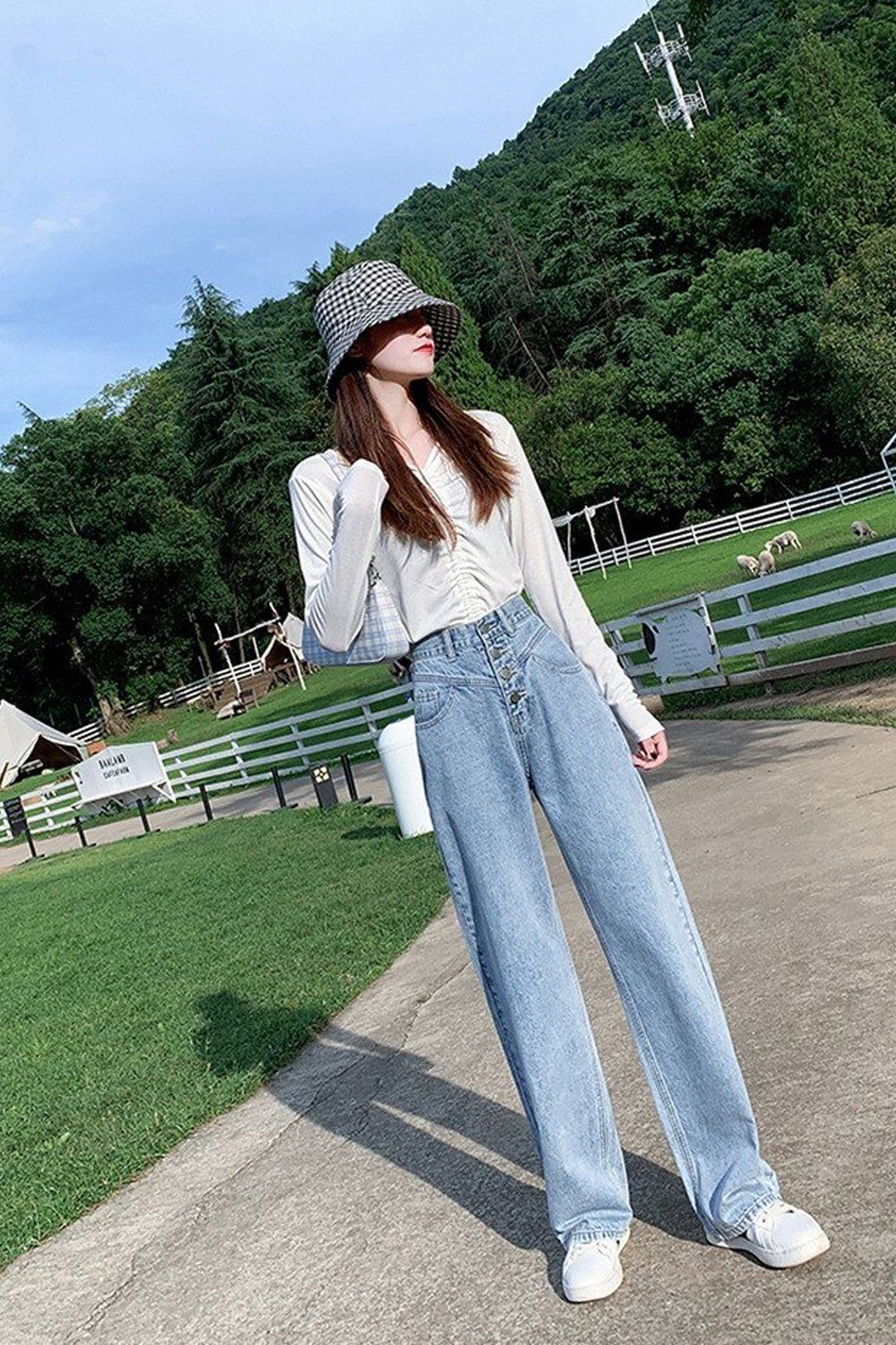 High Waist Loose Straight Long Jeans Pants