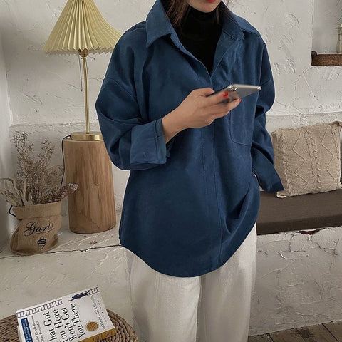 Long Sleeve Simple Elegant Blouse Shirt