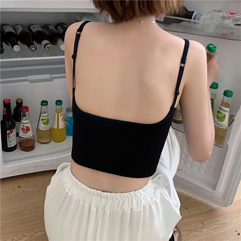 Sexy Chest Pad Stretchy Backless Crop Top