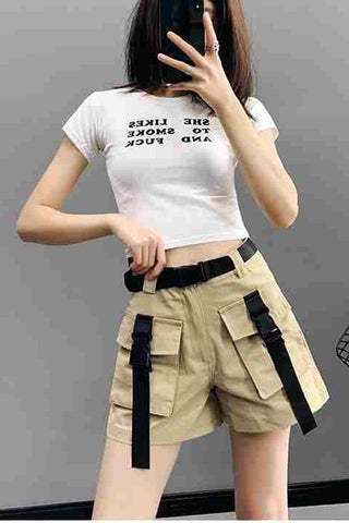 Buckle Belt Cargo Shorts Pants