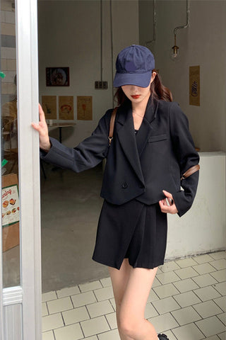 Cropped Style Casual Simple Blazers