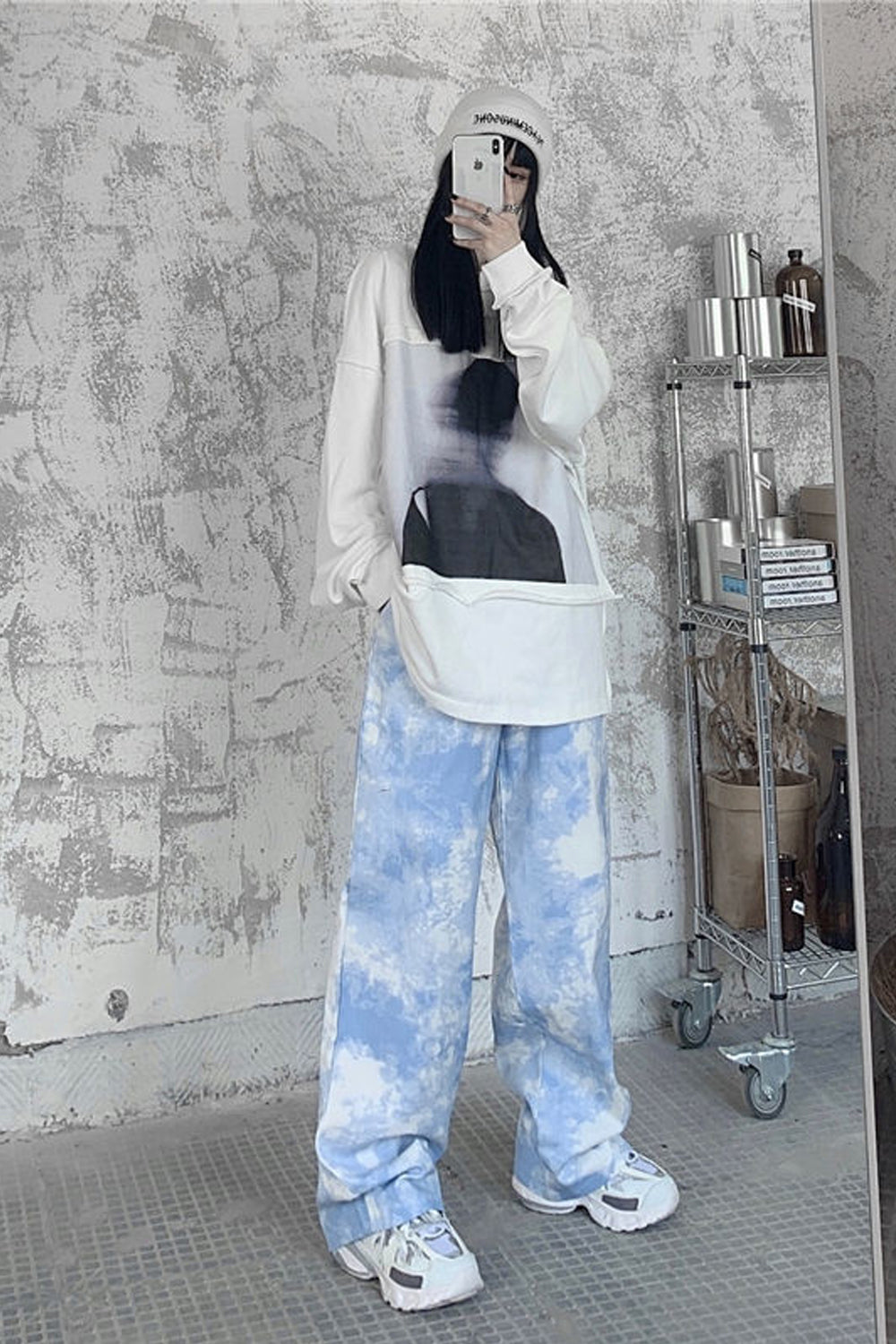 Pantalones anchos con efecto tie-dye de hip hop