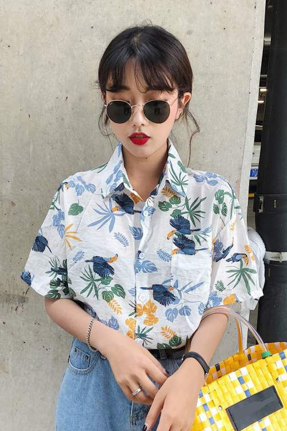 Short Sleeve Fresh Floral Blouse Shirt
