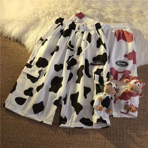 Cow Milk Pattern Sweet Casual Shorts Pants