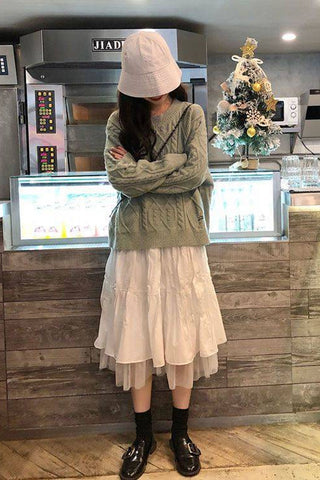 High Waist Elastic Long Mesh Skirts